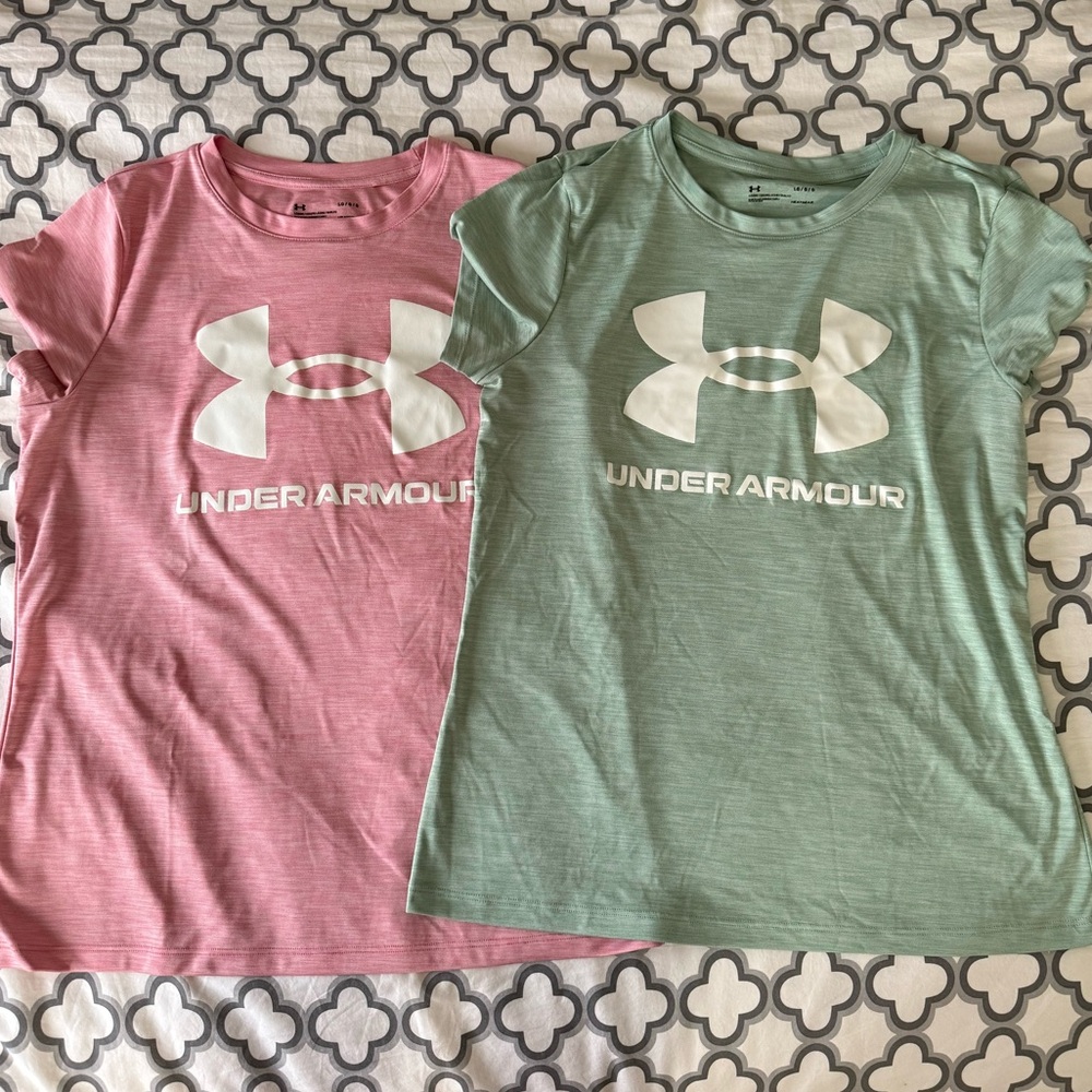 Under Armour Short Sleeve Tees - Pink & Mint Green